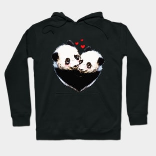 Panda in love, lovers couple cute Hoodie